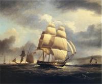 James E Buttersworth - Frigate on the Thames